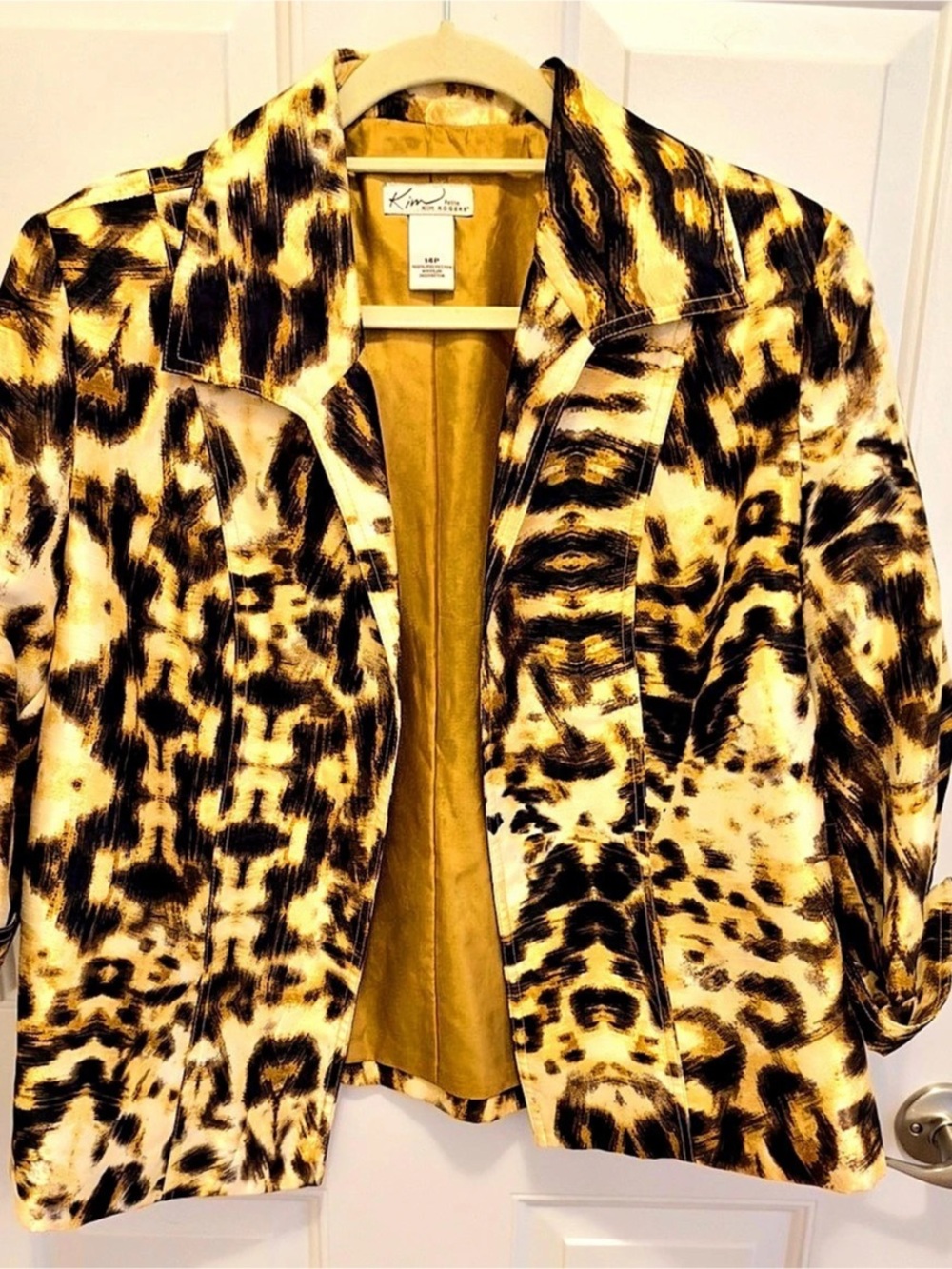 Kim Rogers Petite Blazer Animal Print Blazer in Brown & Black Size 14P